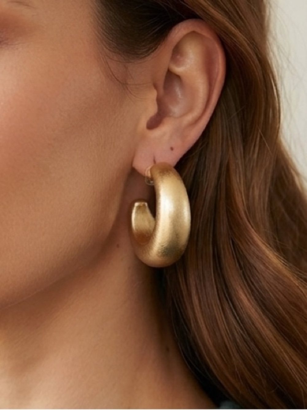 Plunder Textured Chunky Crescent Hoop Earrings in Gold Tone. NWT